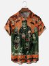 Moisture-Wicking Halloween Monster Chowder Spider Web Chest Pocket Hawaiian Shirt
