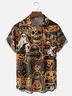 Moisture-Wicking Halloween Skull Pumpkin Ghost Spider Chest Pocket Hawaiian Shirt