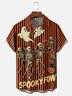 Moisture Wicking Halloween Skeleton Music People Ghost Geometry Chest Pocket Hawaiian Shirt