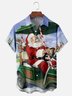 Moisture-Wicking Santa Claus Playing Golf Chest Pocket Hawaiian Shirt