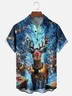 Moisture-wicking Christmas Red-nosed Reindeer Chest Pocket Casual Shirt