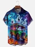Moisture-Wicking Halloween Gradient Ghost Car Pumpkin Chest Pocket Hawaiian Shirt