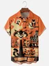 Moisture-wicking Vintage Halloween Cat Chest Pocket Casual Shirt
