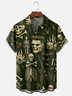 Moisture-Wicking Frankenstein Skull Guitar Chest Pocket Hawaiian Shirt