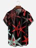 Moisture Wicking Abstract Geometric Star Chest Pocket Hawaiian Shirt