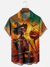 Moisture Wicking Halloween Pumpkin Skull Chest Pocket Hawaiian Shirt