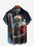 Moisture-wicking Santa Skull Candy Cane Chest Pocket Casual Shirt