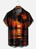 Tall Siz Moisture-wicking Sunset Beach Coconut Tree Art Chest Pocket Hawaiian Shirt