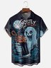 Moisture Wicking Halloween Ghost Beer Chest Pocket Hawaiian Shirt