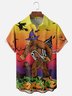Moisture Wicking Halloween Bigfoot Flamingo Chest Pocket Hawaiian Shirt