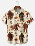 Big Size Moisture-wicking Thanksgiving Turkey Bigfoot Chest Pocket Casual Shirt