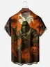 Moisture Wicking Halloween Pumpkin Bigfoot Chest Pocket Hawaiian Shirt