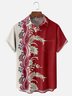 Moisture Wicking Striped Floral Chest Pocket Bowling Shirt