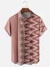 Moisture Wicking Abstract Geometric Stripe Chest Pocket Bowling Shirt