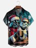 Moisture-Wicking Christmas Star Robot Chest Pocket Hawaiian Shirt