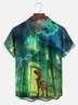 Big Size Moisture-wicking Halloween Castle Dalmatian Chest Pocket Casual Shirt
