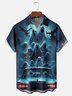 Moisture-Wicking Halloween Gradient Ghost Car Chest Pocket Hawaiian Shirt