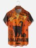 Moisture-wicking Halloween Cat Pumpkin Chest Pocket Casual Shirt