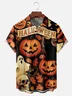 Moisture-Wicking Halloween Pumpkin Ghost Black Cat Witch Chest Pocket Hawaiian Shirt