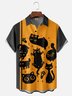 Hardaddy x Eduely Moisture-wicking Funny Cat Art Halloween Chest Pocket Bowling Shirt