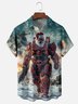 Moisture-Wicking Christmas Star Santa Claus Chest Pocket Hawaiian Shirt