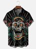 Moisture-wicking Skull Snake Art Day of the Dead Chest Pocket Casual Shirt