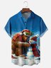 Moisture Wicking Funny Christmas Bigfoot Snowman Holiday Chest Pocket Hawaiian Shirt