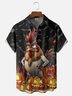 Moisture Wicking Fun Halloween Pumpkin Chicken Chest Pocket Hawaiian Shirt