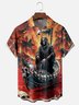 Moisture-wicking Halloween Skeleton Underworld Chest Pocket Casual Shirt