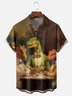 Moisture-wicking Dinosaur Poker Baccarat Chest Pocket Casual Shirt