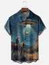 Moisture-wicking Cowboy UFO Chest Pocket Casual Shirt
