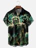 Moisture-wicking Halloween Haunted Castle Chest Pocket Casual Shirt