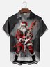 Big Size Moisture-wicking Christmas Santa Claus Rock Music Chest Pocket Casual Shirt