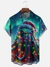 Moisture-Wicking Christmas Octopus Hat With Lights Chest Pocket Hawaiian Shirt