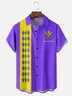 Moisture-Wicking Color-Blocked Mardi Gras Chest Pocket Bowling Shirt