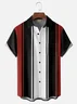 Tall Size Moisture-wicking Color Block Chest Pocket Bowling Shirt