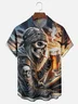 Moisture-Wicking Rock Skeleton Beer Chest Pocket Hawaiian Shirt