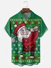 Moisture-Wicking Santa Claus Playing Golf Chest Pocket Hawaiian Shirt