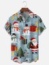 Moisture-wicking Christmas Santa Claus Snowman Chest Pocket Casual Shirt