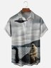 Moisture-wicking Bigfoot Loch Ness Monster UFO Chest Pocket Casual Shirt
