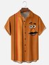 Moisture-wicking Potato Cartoon Stripes Chest Pocket Bowling Shirt