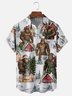Moisture Wicking Merry Christmas Bigfoot Chest Pocket Hawaiian Shirt