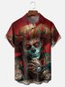 Moisture-wicking Day of the Dead Skull Art Chest Pocket Casual Shirt