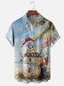 Moisture-wicking Christmas Snowman Beach Fun Chest Pocket Casual Shirt