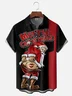 Moisture-wicking Christmas Santa Claus Chest Pocket Bowling Shirt