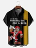 Moisture-wicking Christmas Santa Claus Beer Chest Pocket Bowling Casual Shirt
