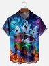 Big Size Moisture-Wicking Halloween Gradient Ghost Car Pumpkin Chest Pocket Hawaiian Shirt