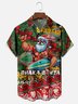 Moisture-wicking Christmas Santa Claus Tropical Chest Pocket Casual Shirt