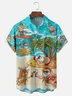 Moisture-wicking Christmas Santa Claus On Vacation Chest Pocket Hawaiian Shirt