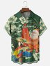 Moisture-wicking Christmas Santa Claus Tropical Palm Chest Pocket Hawaiian Shirt